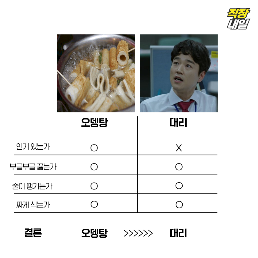 회사 직급별 무근본 OX 비교 대잔치(오뎅탕이 나보다 낫다니,,,) | 인스티즈