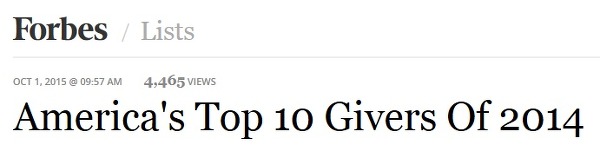 2014년 미국에서 가장 많은 기부를 한 인물 Top10 | 인스티즈