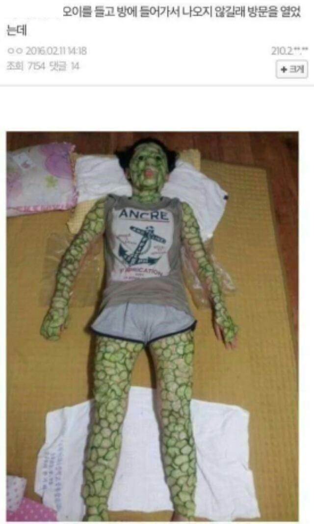 여자 친구가 오이를 가지고 방에 몰래들어가네..하앍 | 인스티즈