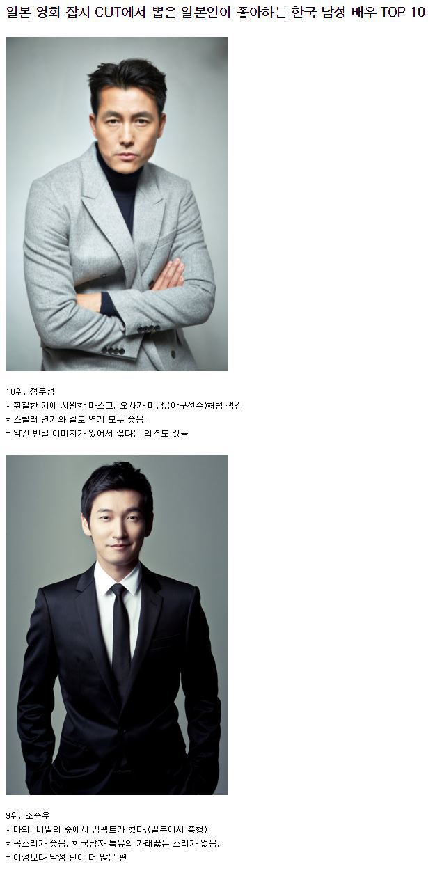 일본 영화 잡지에서 뽑은 한국 남성 배우 | 인스티즈